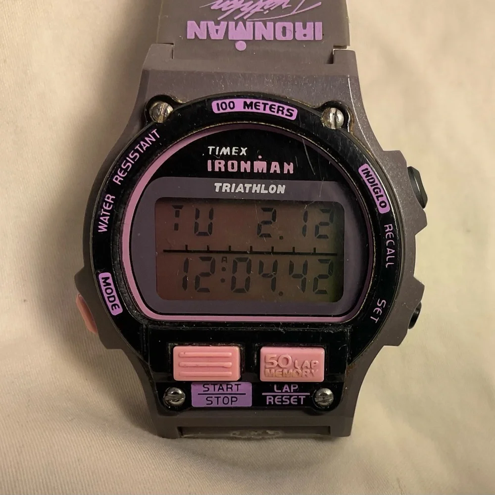 RARE Timex Ironman Triathlon Ladies/Womens Watch Pink/Purple Indiglo Vintage